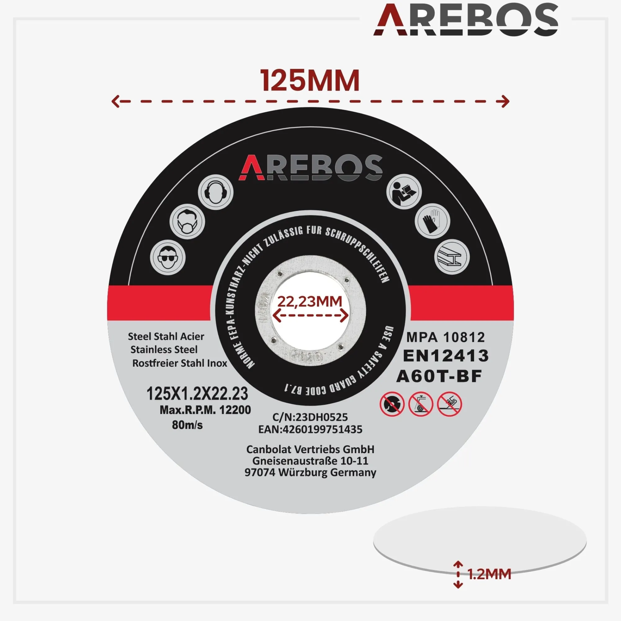 Arebos Trennscheiben 125 mm - 400 Stück