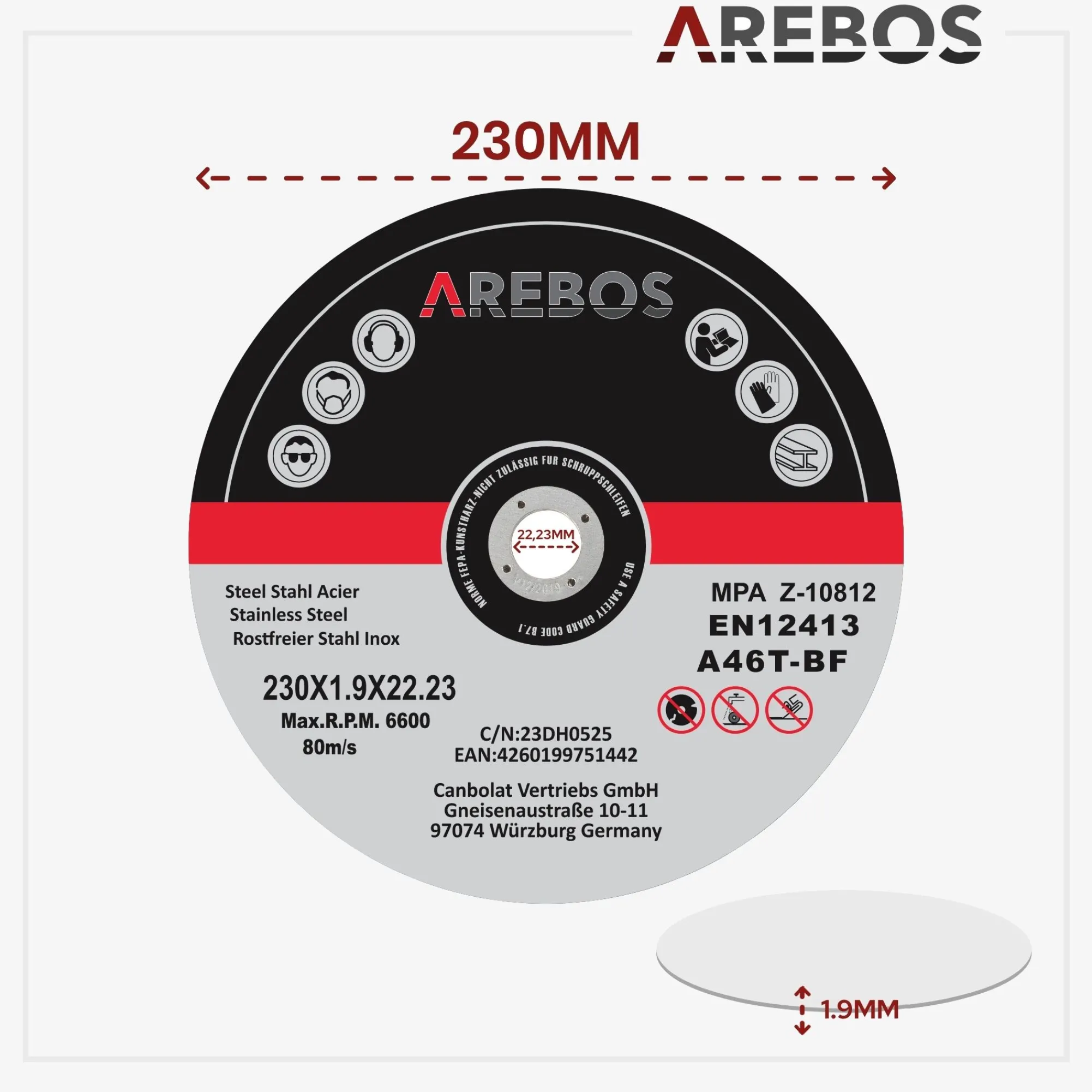 Arebos Trennscheiben 230 mm - 50 Stück New
