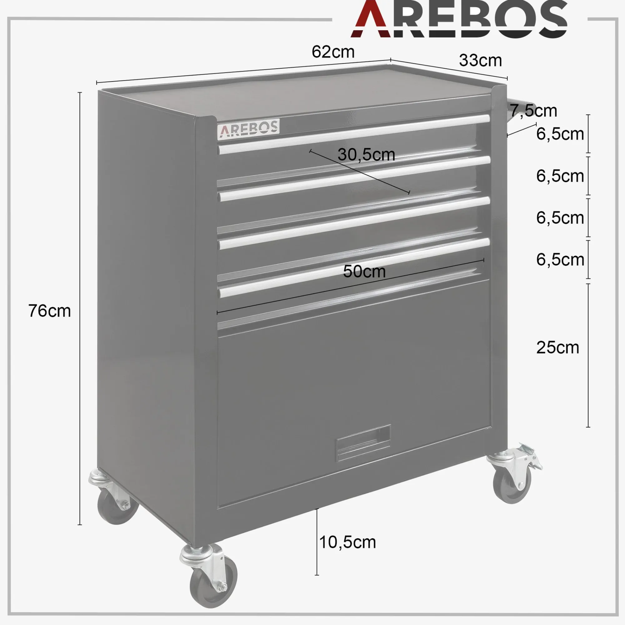 Arebos Werkstattwagen mit 4 Fächern Hot