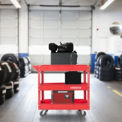 Arebos Werkstattwagen mit 3 Fächern rot Discount