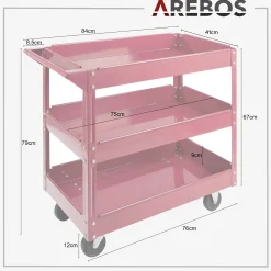 Arebos Werkstattwagen mit 3 Fächern 2 Stück rot Outlet