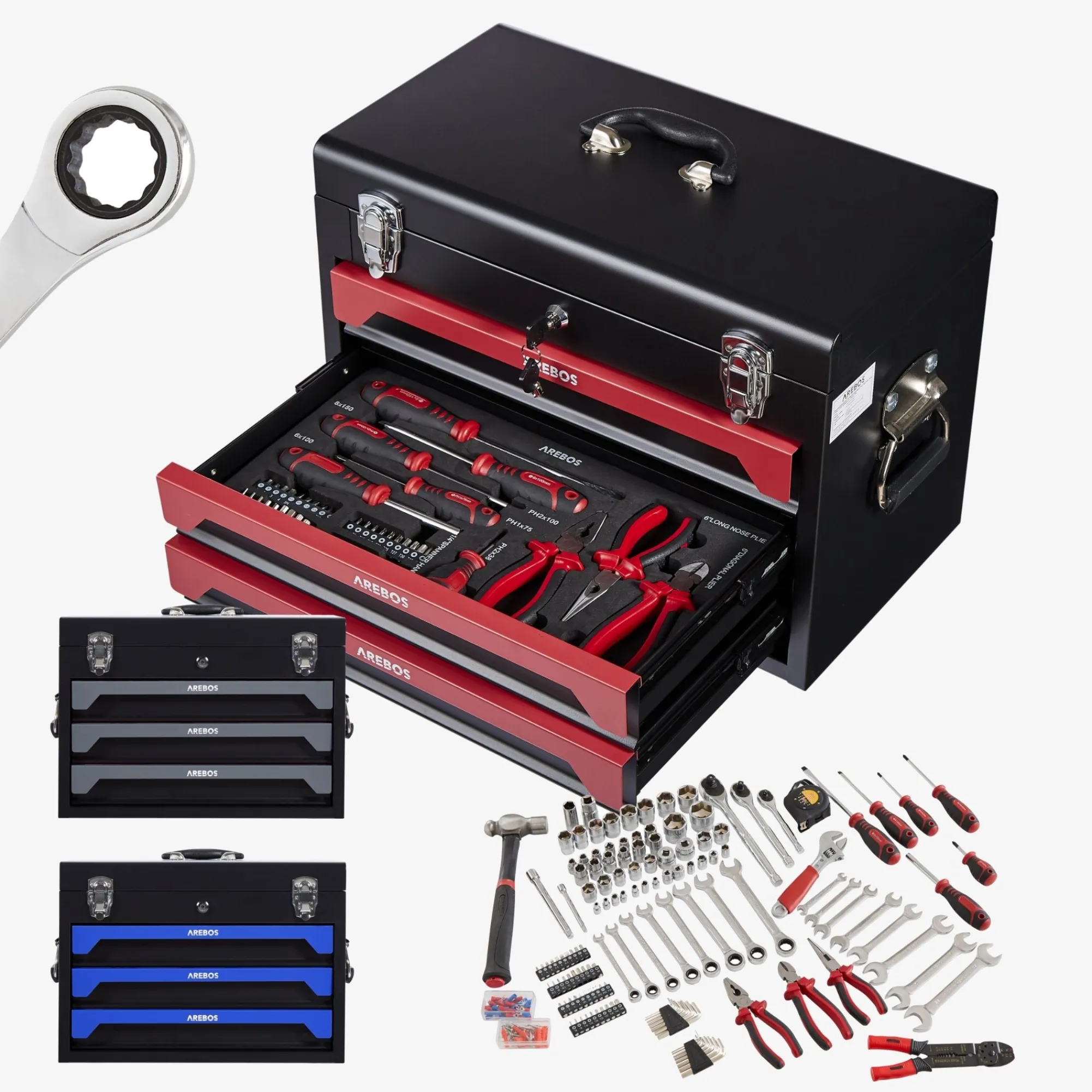 Arebos Werkzeugkoffer inkl. 172-tlg. Rot Outlet