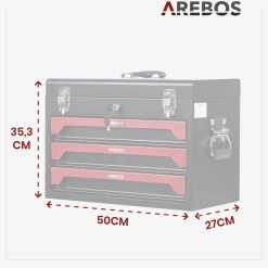 Arebos Werkzeugkoffer inkl. 172-tlg. Rot Outlet