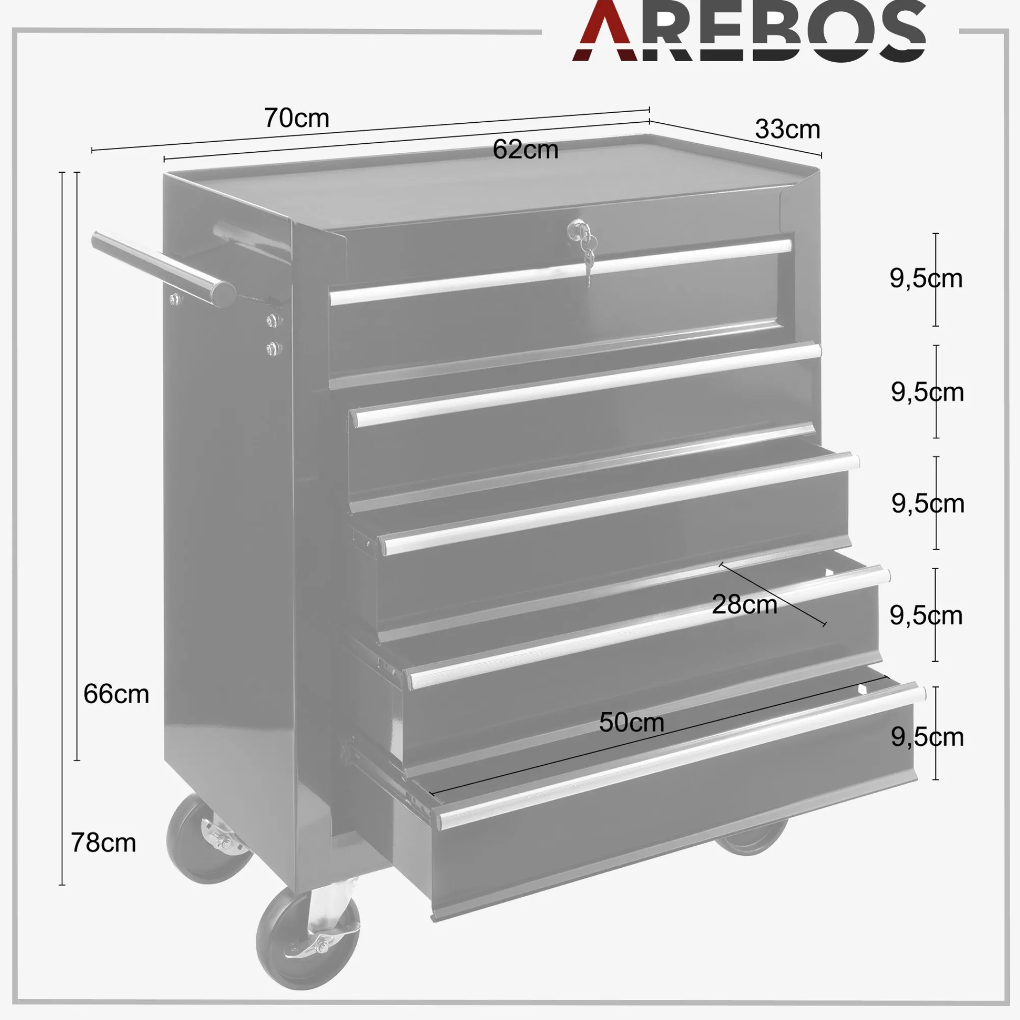 Arebos Werkzeugwagen - 5 Fächer Online