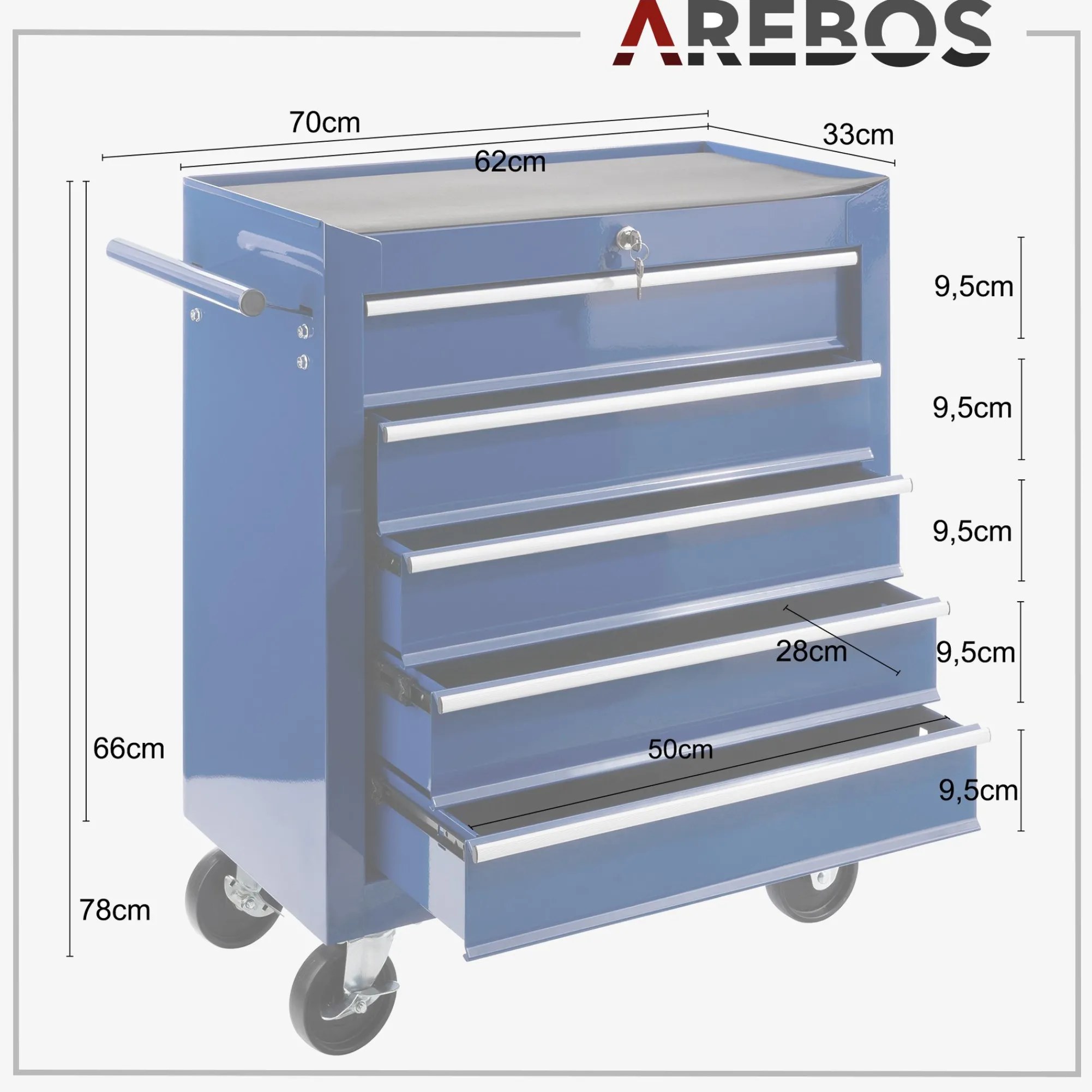 Arebos Werkzeugwagen - 5 Fächer Online