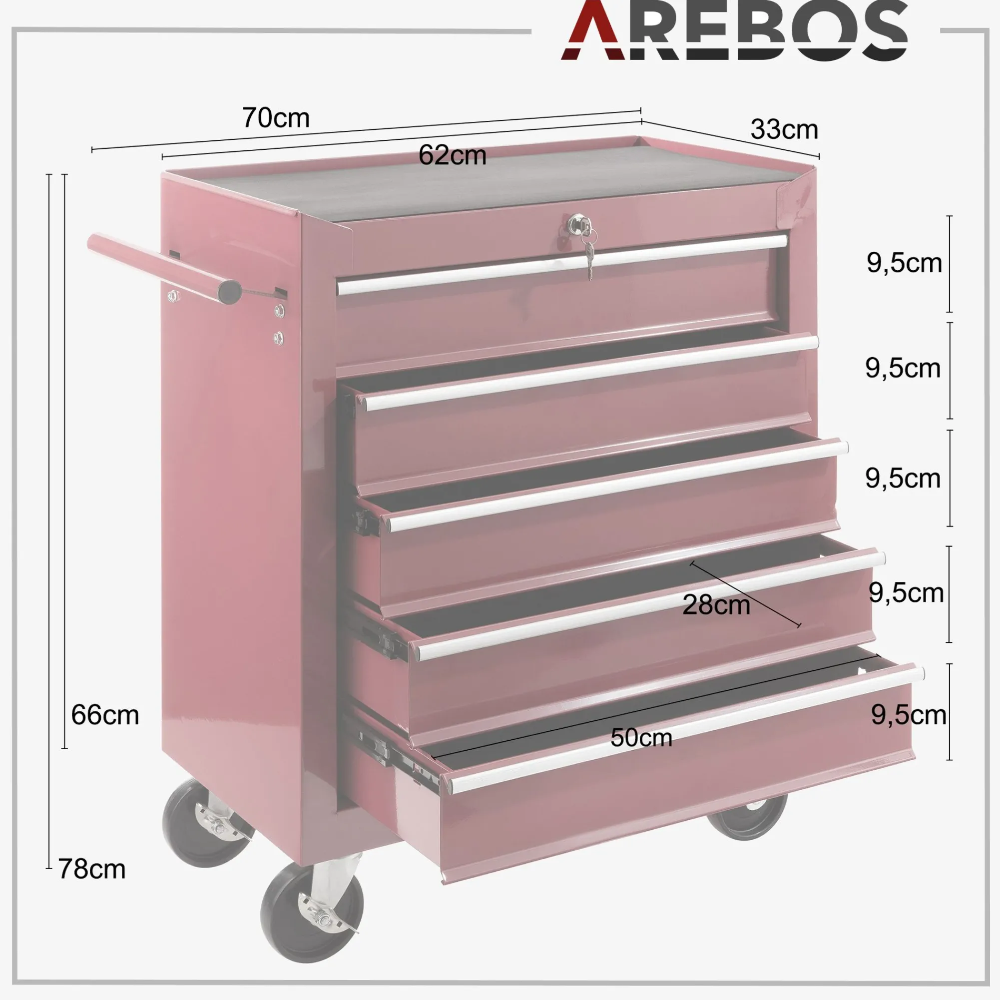 Arebos Werkzeugwagen - 5 Fächer Online
