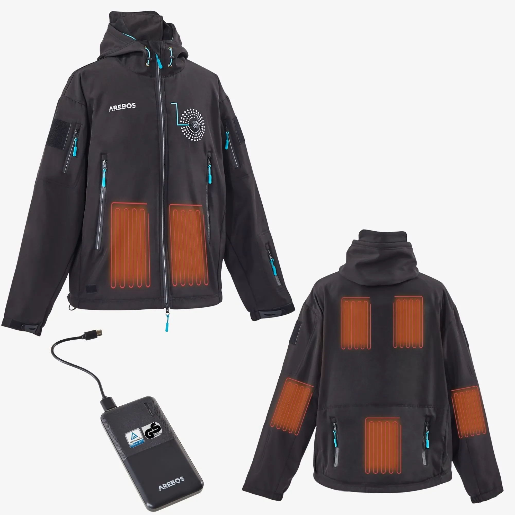 Arebos Winterjacke mit Akku 10000 mAh