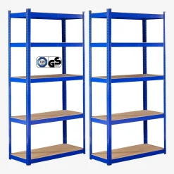 Arebos 2x Schwerlastregal 180 x 90 x 30 cm 875 kg Blau Discount