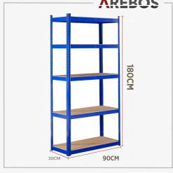 Arebos 2x Schwerlastregal 180 x 90 x 30 cm 875 kg Blau Discount