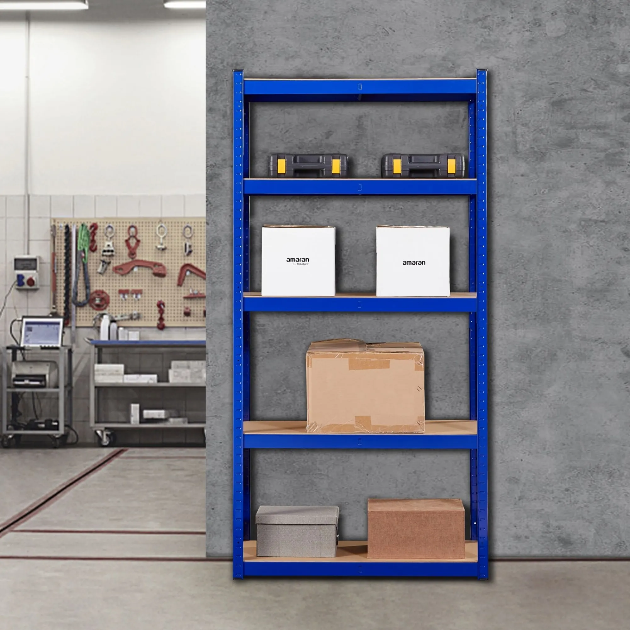 Arebos 2x Schwerlastregal 180 x 90 x 40 cm 875 kg Blau Clearance