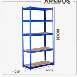 Arebos 2x Schwerlastregal 180 x 90 x 40 cm 875 kg Blau Clearance