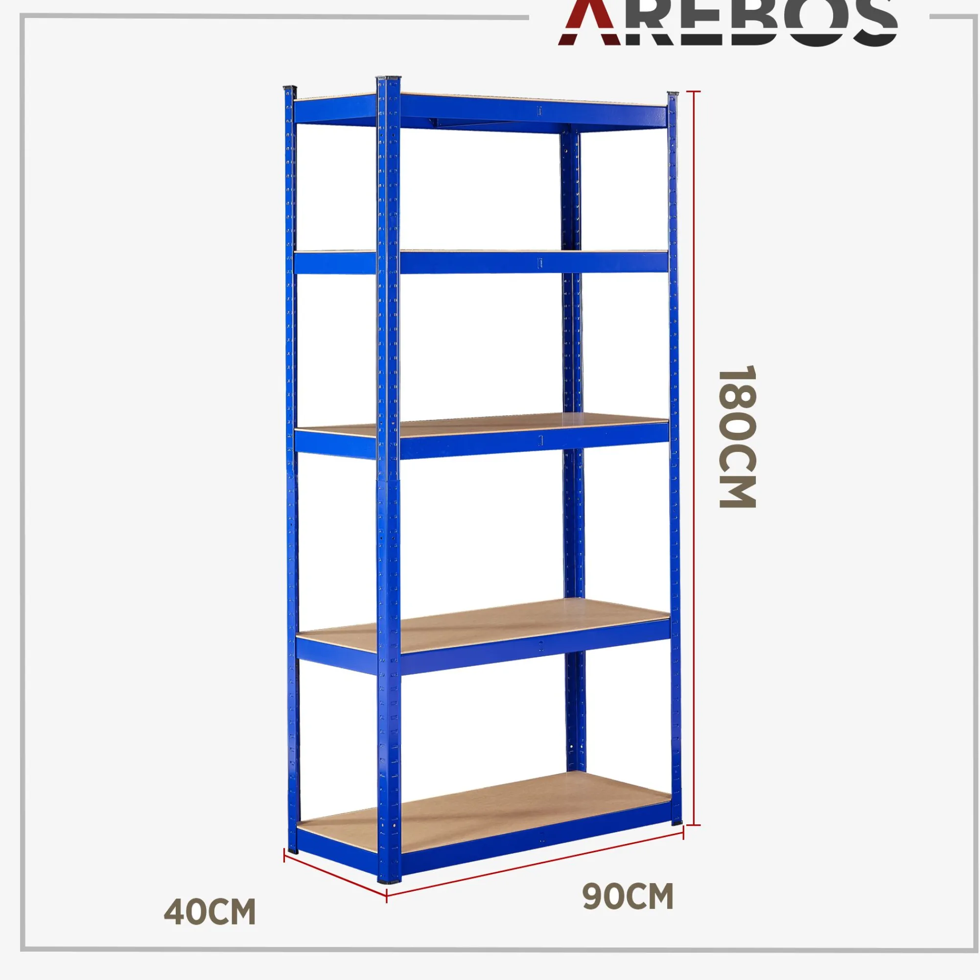 Arebos 2x Schwerlastregal 180 x 90 x 40 cm 875 kg Blau Clearance