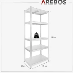 Arebos 2x Schwerlastregal 180 x 75 x 45 cm 875 kg Silber New