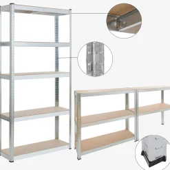 Arebos 2x Schwerlastregal 180 x 90 x 30 cm 875 kg Silber Online