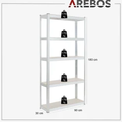 Arebos 2x Schwerlastregal 180 x 90 x 30 cm 875 kg Silber Online